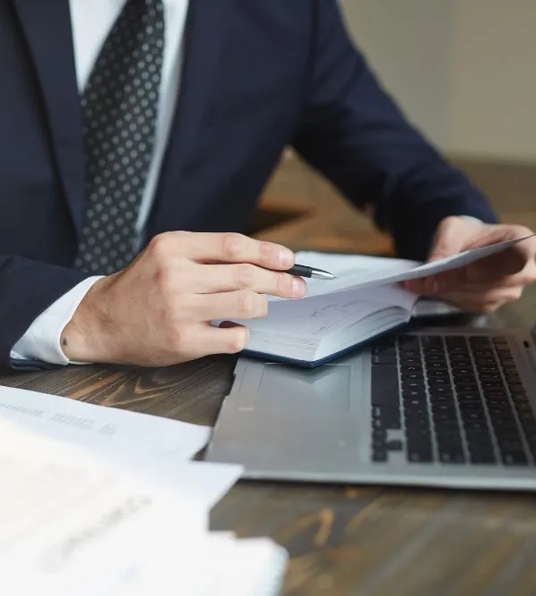 Accountant consulting with client